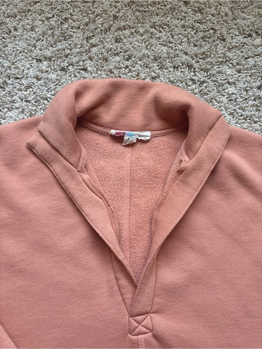 Free People Beach Oversized Comfy Sweatshirt Sz M Orange/Peach/Tan